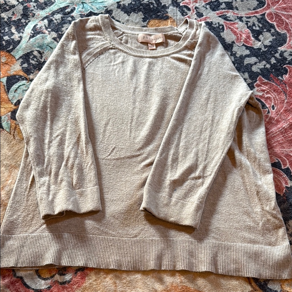 Philosophy Cream Crew Neck Sweater Soft Knit Classic